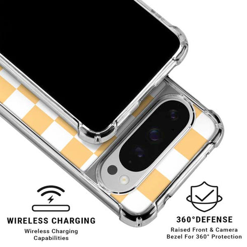 Yellow and White Checkerboard Google Pixel 10 Pro XL Clear Case